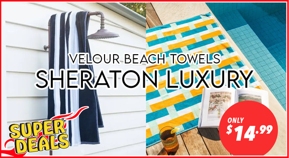Shop the SUPER DEAL - Sheraton Velour Beach Towels - Only $14.99! sale
