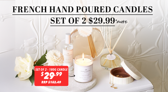 Shop the French Hand Poured Candles Set of 2 $29.99 & more sale