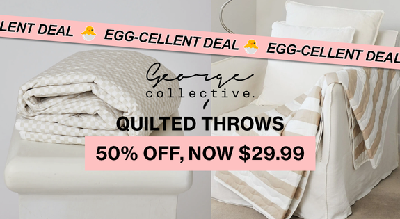 Shop the EGG-cellent DEAL: 50% off, NOW $29.99 Quilted Throws! sale