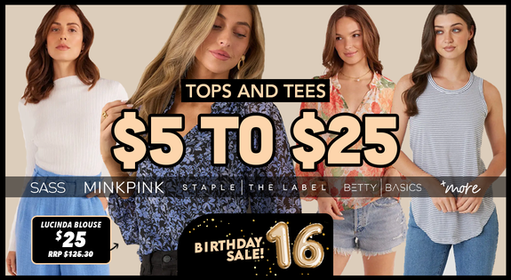 Shop the Tops and Tees $5 to $25! sale