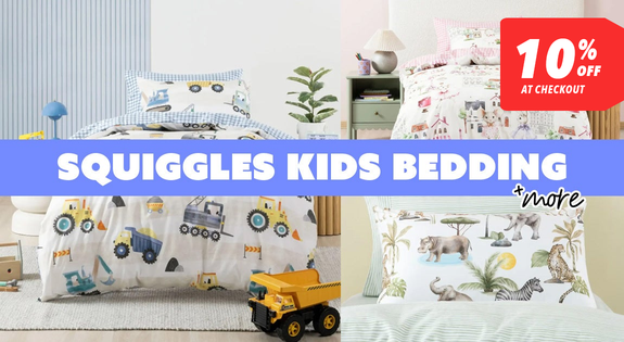Shop the Squiggles Kids Bedding and More! 10% off at checkout sale