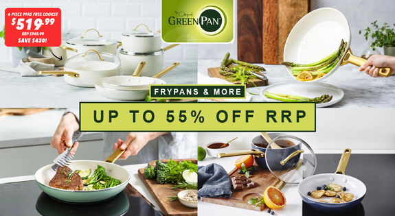 Shop the GreenPan Frypans & More Now Up To 55% Off RRP!! sale