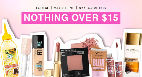 Shop the LOreal, Maybelline & NYX Cosmetics Nothing Over $15! sale