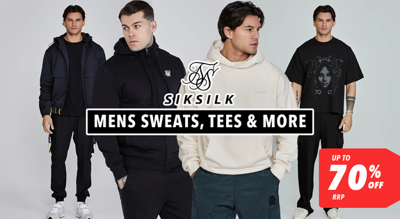 Shop the Siksilk Mens Sweats, Tees & More Up to 70% off RRP! sale