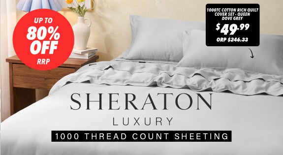 Shop the Sheraton Bargain 1000 Thread Count Sheeting - Up to 80% off RRP! sale