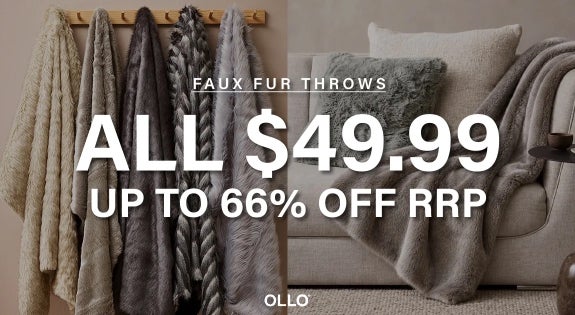 Shop the ALL $49.99 FAUX FUR THROWS UP TO 66% OFF RRP! sale
