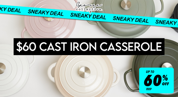 Shop the SNEAKY DEAL - $60 Cast Iron Casserole! (Up to 60% off RRP) sale