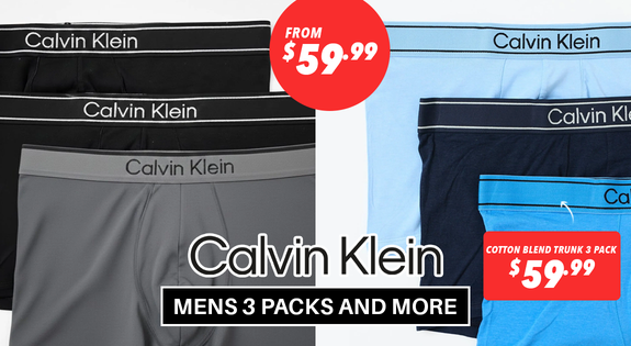 Shop the Calvin Klein Mens 3 Packs & More - From $59.99 sale