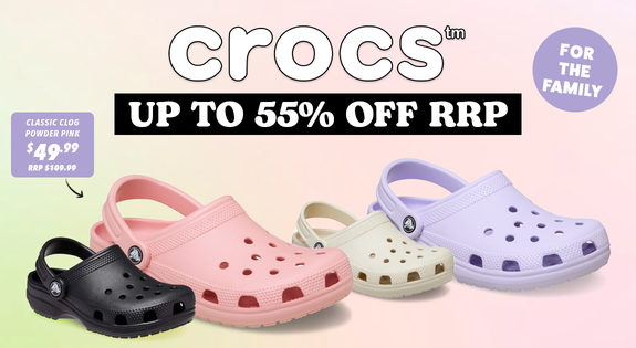 Shop the CROCS FOR THE FAMILY UP TO 55% OFF RRP sale