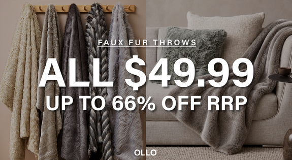 Shop the ALL $49.99 FAUX FUR THROWS UP TO 66% OFF RRP! sale