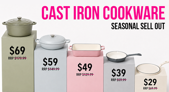 Shop the Seasonal Sell Out! Cast Iron Cookware $29, $39, $49, $59 or $69! sale