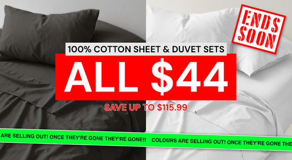 Shop the LAST CHANCE! $44 100% Cotton Sheet & Duvet Sets! sale