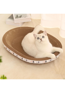 Corrugated Cat Scratcher Oval Grinding Claw Toys for Cats - Light Wood