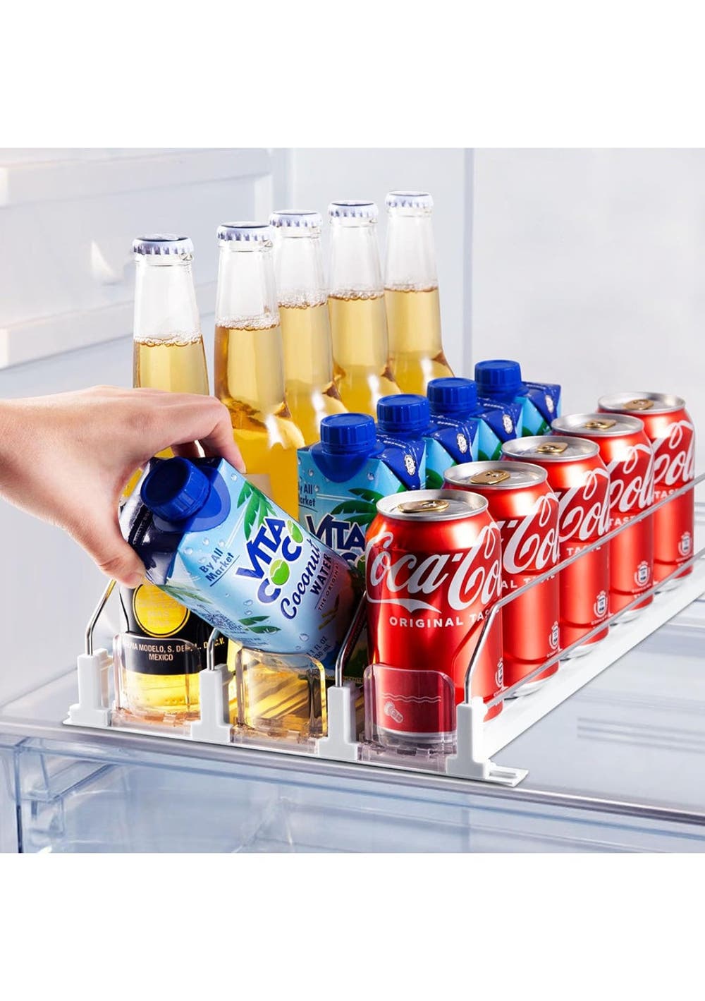 Spring Loaded Can 3 Row Soda Can Dispenser with Spring Loaded Pusher - Onceit