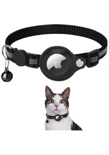 Reflective Airtag Holder Case Cat Puppy Collar-Black