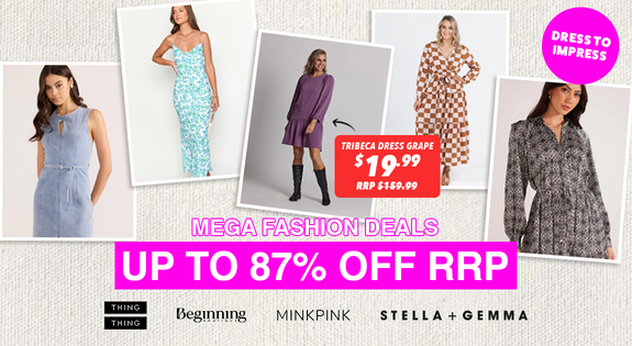 Shop the Dress to Impress! Mega Fashion Deals - Up to 87% Off RRP sale