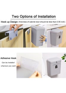 Kitchen Cabinet Door Hanging Trash Can with Lid-Gray