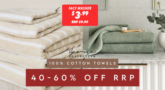 Shop the 100% Cotton Towels - 40-60% OFF RRP! sale