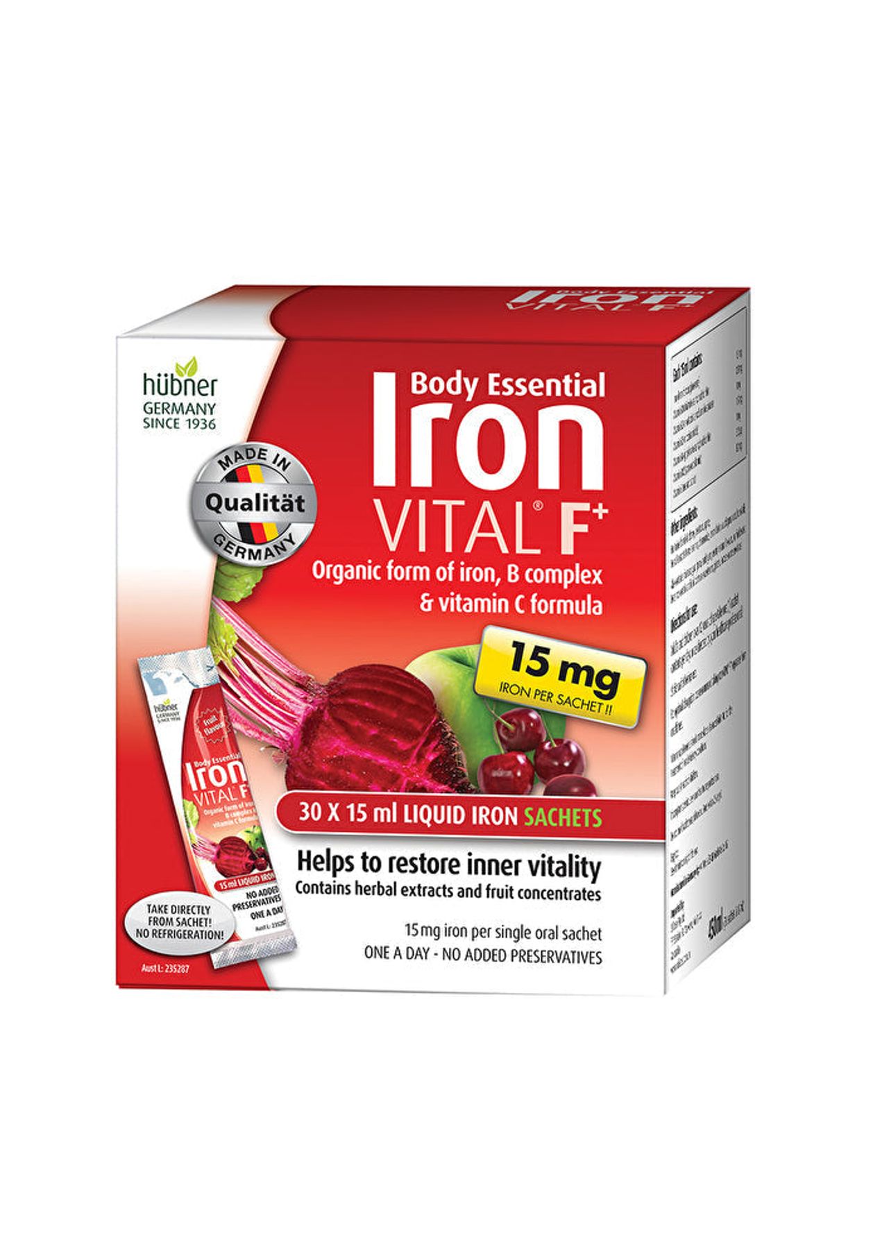 Silicea Body Essentials Iron VITAL F+ (15mg Iron) Sachets 15ml x 30 ...