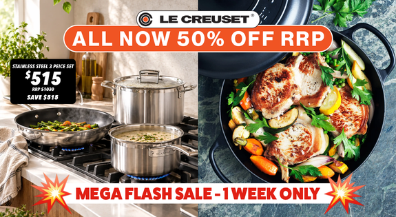 Shop the Le Creuset Mega Flash Sale - All Now 50% Off RRP ONE WEEK ONLY!! sale