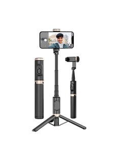 Bluetooth Wireless Handheld Selfie Stick Tripod Extendable Monopod with Remote- USB Rechargeable - Black