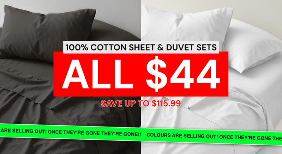 Shop the LAST CHANCE! $44 100% Cotton Sheet & Duvet Sets! sale