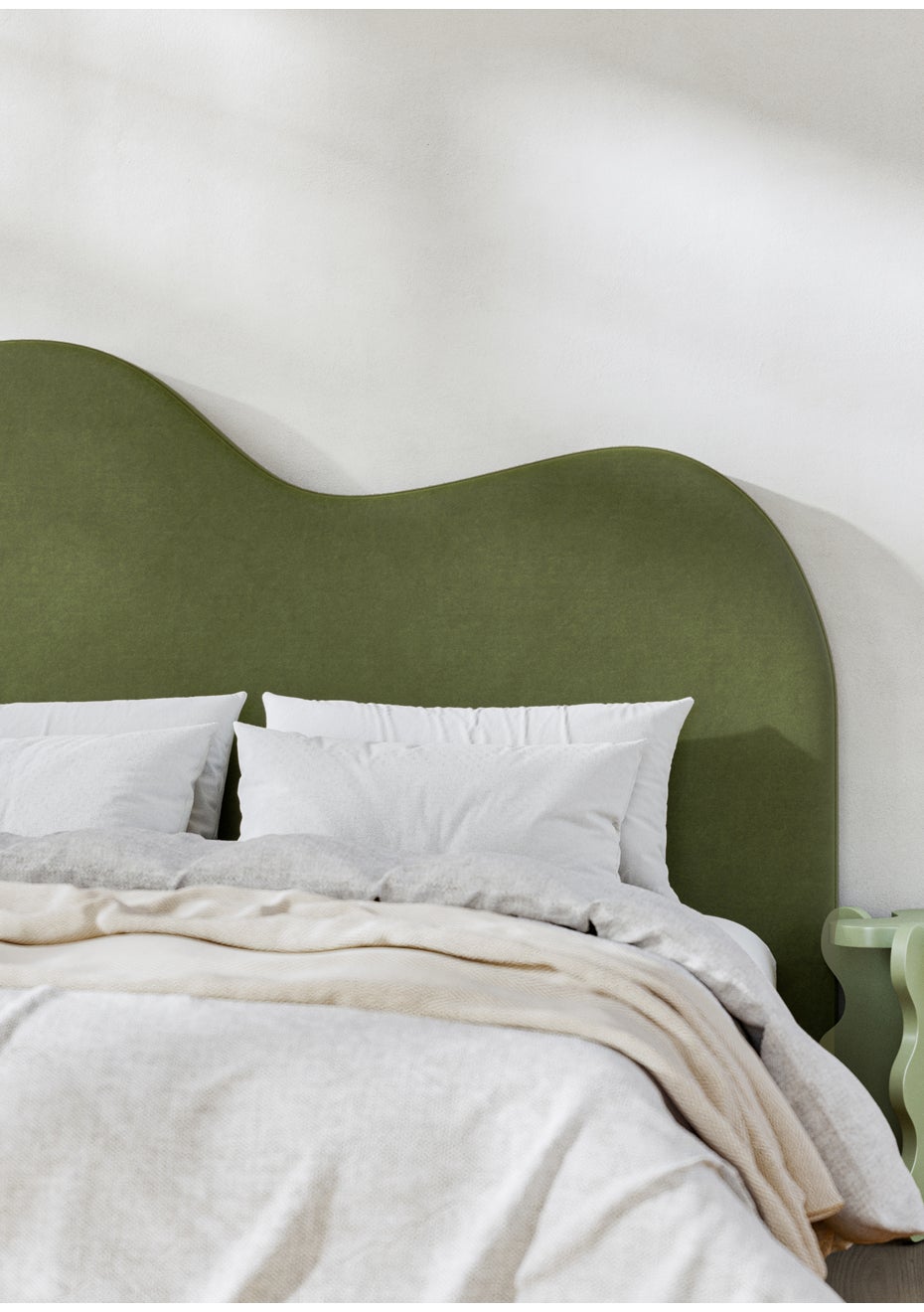 George Collective - Wave Velvet Headboard - Queen - Olive - Onceit