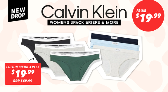 Shop the NEW DROP Calvin Klein Womens 3Pack Briefs from $19.99 sale