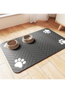 Pet Feeding Mat Waterproof Quick Dry Placema Bowls - Black Large