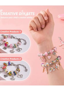 66Pcs Charm Bracelet Making Kit for Girls-Pink