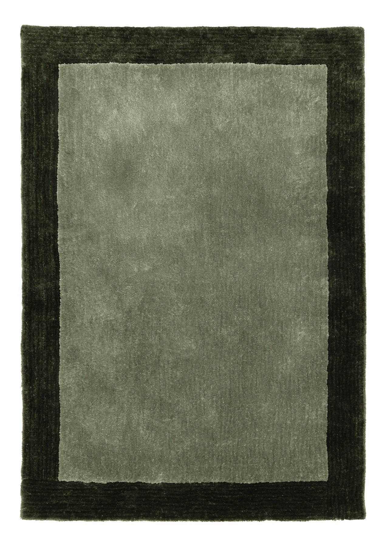 Nuria Dark Green Bordered Shag Rug - Onceit