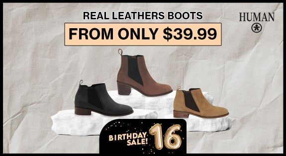 Shop the Human - Leather Boots - Only $X - In Stock sale