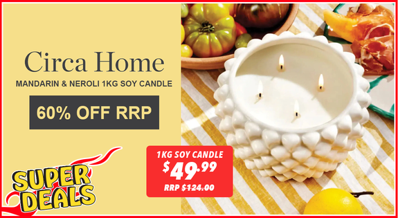 Shop the Superdeal Circa Home - Mandarin & Neroli 1kg Soy Candle - 60% Off RRP! sale