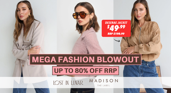 Shop the Mega Fashion Blowout! Up to 80% Off RRP! sale