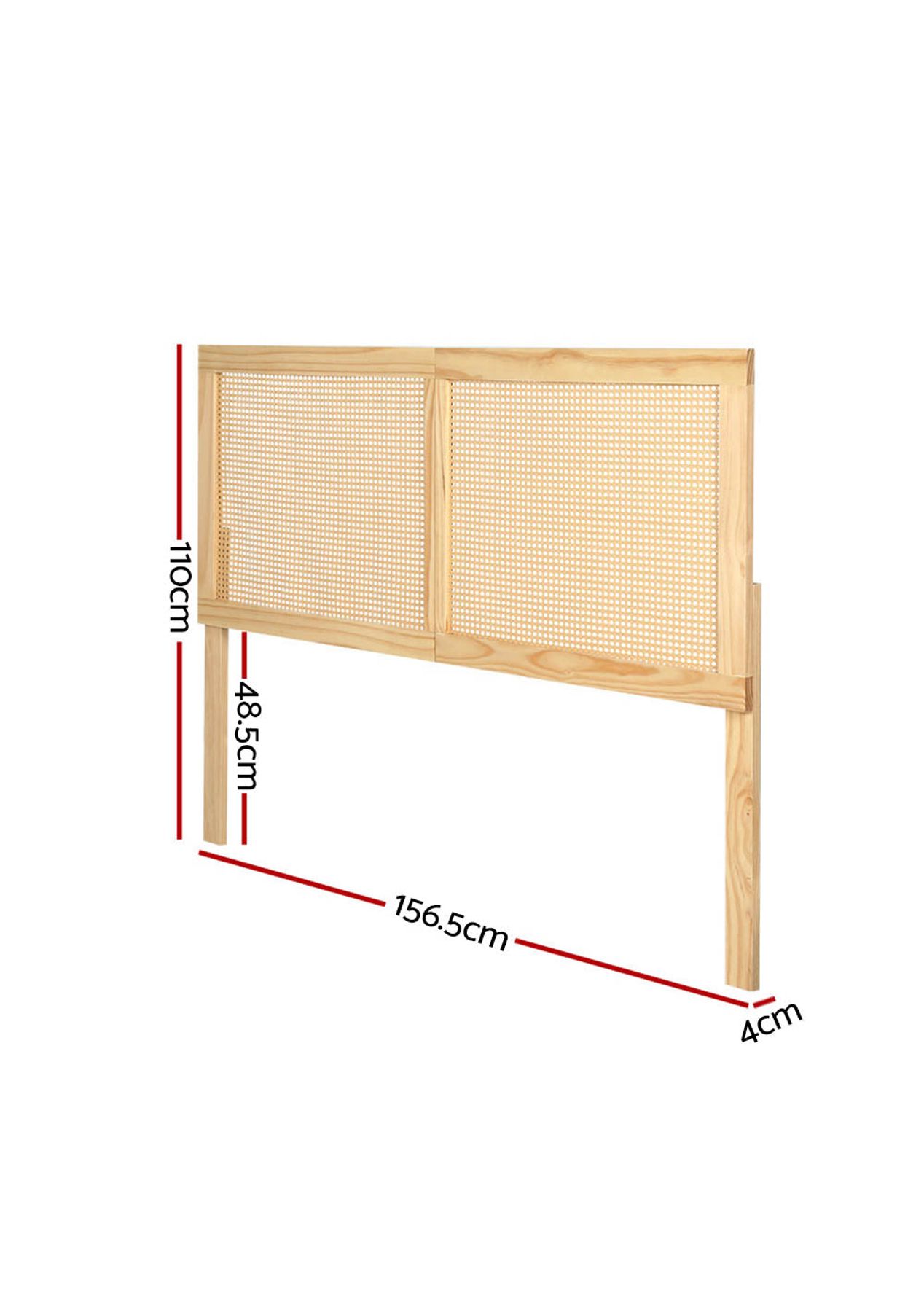 Artiss Bed Head Headboard Queen Rattan Ribo Pine Headboards ...
