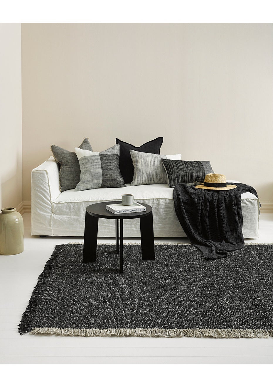 Baya - Ulster Black/Natural 200x300cm Floor Rug - Onceit