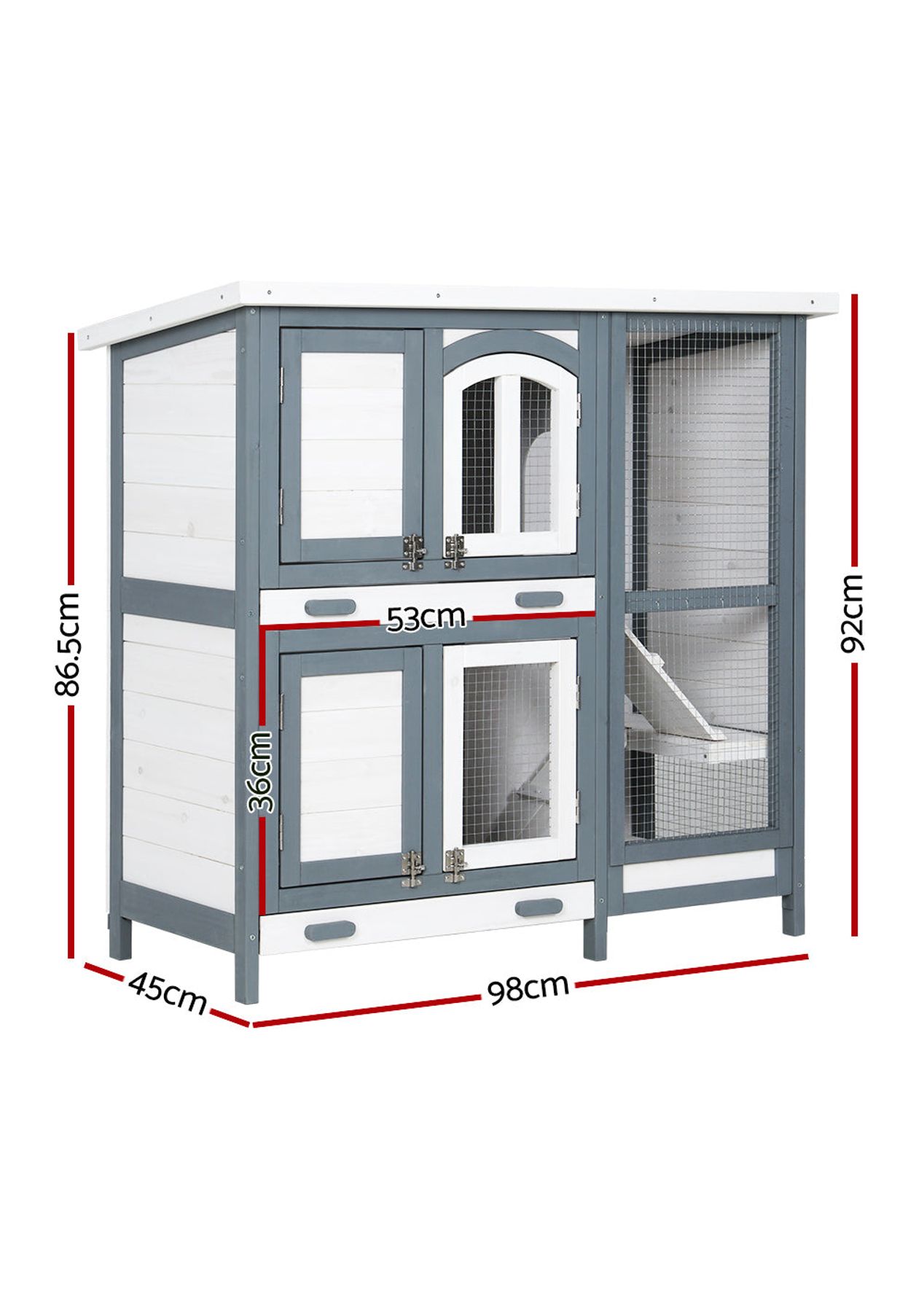 I.Pet Rabbit Hutch Chicken Coop 98Cm X 45Cm 92Cm Large Wooden House Run ...