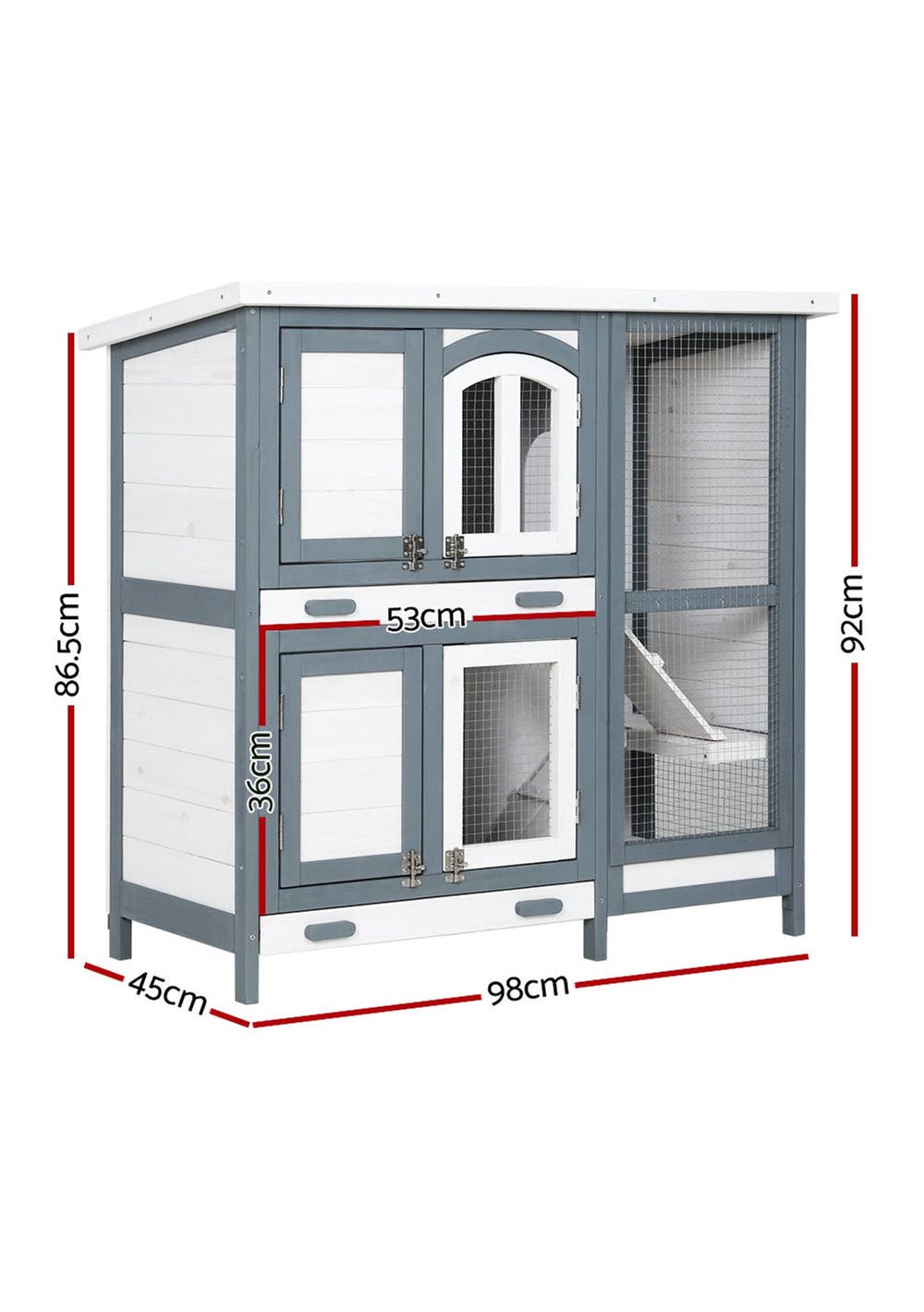 Wide Rabbit Hutch I.Pet Rabbit Hutch Chicken Coop 98Cm X 45Cm 92Cm Large Wooden House Run ...