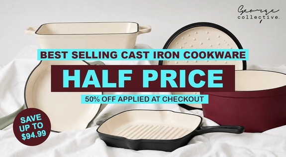 Shop the HALF PRICE Best Selling Cast Iron Cookware - 50% OFF APPLIED AT CHECKOUT sale