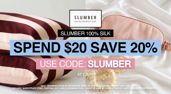 Shop the SLUMBER 100% SILK Spend $20 and save 20% Use code: SLUMBER sale
