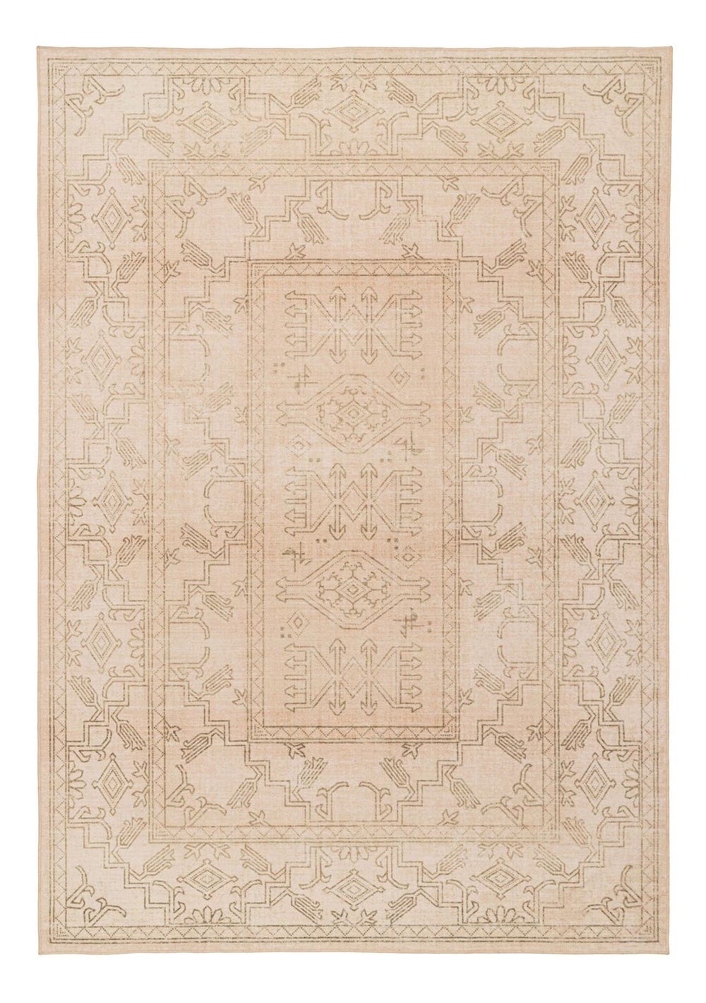 Valetta Rug Valetta Beige Medallion Washable Rug - Onceit