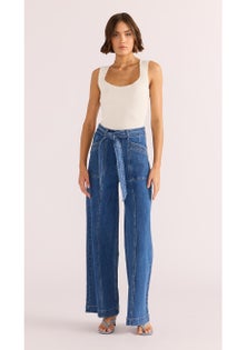 MINKPINK - Ellis Denim Panel Jean - Mid Blue