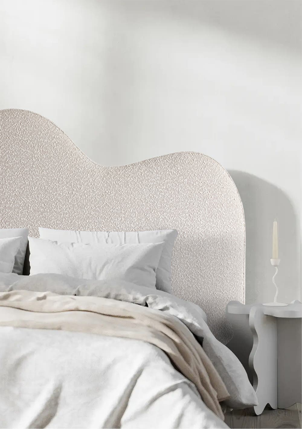 Mark George Design Wave George Collective - Wave Boucle Headboard - Queen - Nude Boucle - Onceit