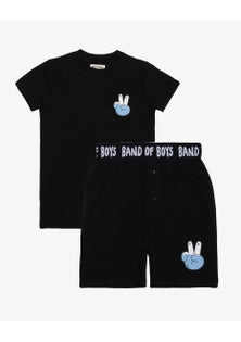 BAND OF BOYS - Peace Out Waffle Summer PJs - Black