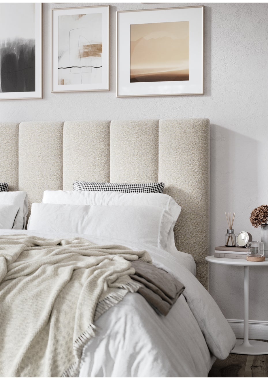 George Collective - Ribbed Boucle Headboard - King - Natural Boucle ...