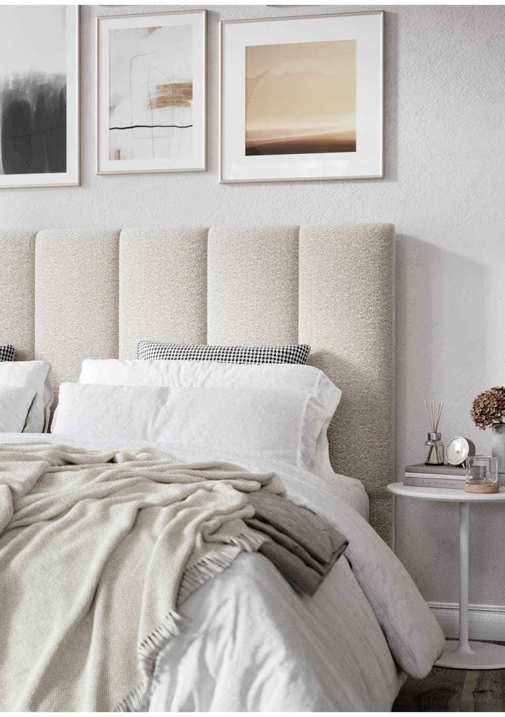 George Collective - Ribbed Boucle Headboard - King - Natural Boucle ...