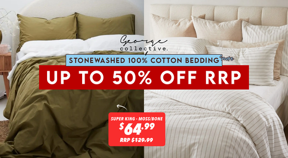 Shop the UP TO 50% OFF RRP  - STONEWASHED 100% COTTON BEDDING sale