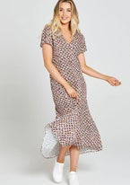knee length dresses for ladies The 8th Sign Sweetheart Neckline Button Detail Midi Dress, Coral main image 1
