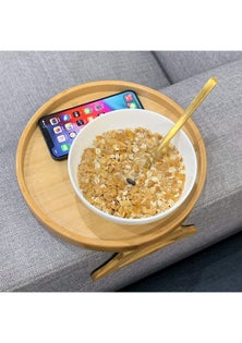 Sofa Tray Table Natural Bamboo Sofa Armrest Clip-On Tray - Wood