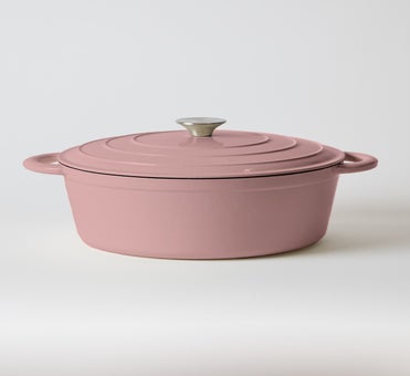 George Collective - Cast Iron Round Casserole 28cm - Matte Marshmallow/ Silver Lid